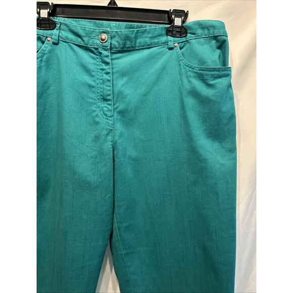 Ruby Rd Petite Women's 14 Teal Pull On Capri Pants Embellished Boho Beachy - Picture 3 of 15